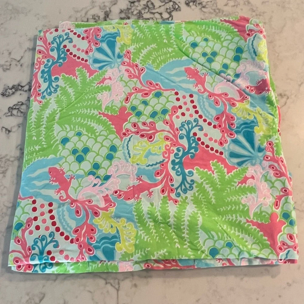LILLY PULITZER Gecko Garnet Hill Double Queen DUVET Cover 2 Shams EUC